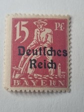 Germany Bavaria 1920 15pf Deutsches Reich Overprint Stamp Unused RefJ1 picture