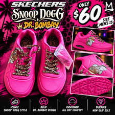 SKECHERS x Snoop Dogg Dr. Bombay Men’s Low Top Lace-Up Cushioned Pink Sneaker picture