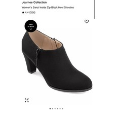Journee Collection Sanzi Shoes Womens Size 7W Black Zip Block Heel Shooties picture