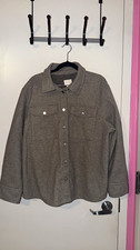 H&M Men’s Gray Solid Long Sleeve Button-Up Shirt w/ Pockets Size L picture