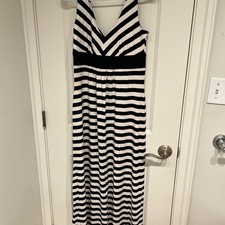 Ann Taylor Black and White Striped Maxi Dress picture