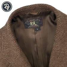 Mint Large RRL Brown Speckled Herringbone Wool Tweed Unstructured Blazer picture