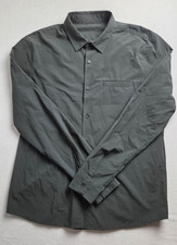 Lululemon Button Shirt Mens Large Black Brushed Woven Overshirt Workwear Formal picture
