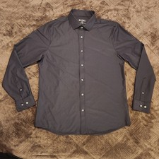 Men's Rhone Slim Fit State Of Mind Button Down Shirt Solid Black Size L picture