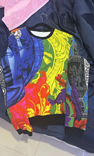 Versace Men's S Multicolor Medusa Graphic Crewneck Cotton Fleece Sweater Italy picture