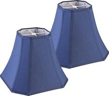 JERHOUS 2 Pcs Navy Blue Square Cute Lamp Shades Octagonal Faux Silk Lampshade picture
