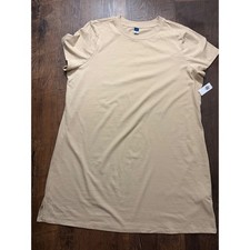 Old Navy Womens Tan Beige Cotton Short Sleeve T-Shirt Mini Dress 2X NWT picture