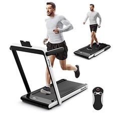 WHITE - GOPLUS 2 IN 1 UNDER DESK TREADMILL 2.5HP SUPERFIT FOLDING APP CONTROL picture