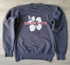 Vtg Trader Joes Sweatshirt Men's S Gray Hibiscus Flower Crewneck Logo Pullover picture