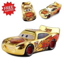 Disney Pixar Cars Cars1 Gold Metallic Lightning Mcqueen 1:55 Diecast Model Gifts picture