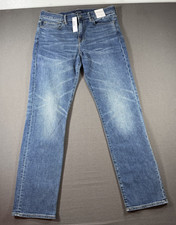 J.Crew Jeans Mens 33x32 770 Straight Blue Denim Whiskering Stretch Mallcore NEW picture
