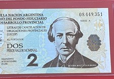 ARGENTINA EMERGENCY NOTE 2 PESOS ( LECOP ) SCARCE 2001 - 2006 UNCIRCULATED picture