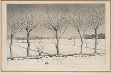 Ryohei Tanaka Signed Etching Aquatint Print Trees in the Rice Field 1978 Limited picture