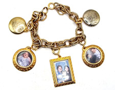 Vintage Gold-tone Picture Frames and Photo Locket Charm Bracelet picture