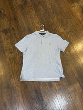 Nautica Performance Deck Shirt Classic Fit Xl Grey Blue Heathered Cotton Blend picture