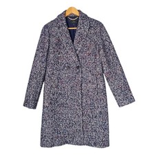 J. Crew Daphne Topcoat Italian Tweed Jacket Coat Wool Blend Navy Speckle Size 2 picture