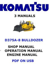 KOMATSU D375A-8 BULLDOZER SHOP OPERATORS REPAIR ENGINE MANUAL PDF ON USB picture