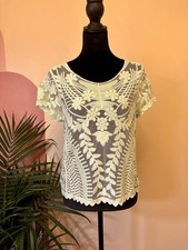 Express Women's Mint Green Lace Cap Sleeve Blouse Romantic Feminine Size Small picture