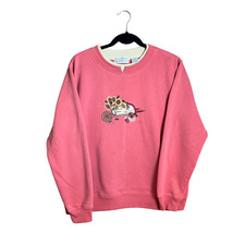 Vintage Shenanigans Embroidered Sweatshirt Pink Floral 90s Grannycore picture