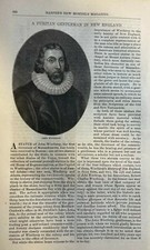 1876 Massachusetts Governor John Winthrop Groton Church illustrated picture