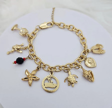 Gold Puerto Rico Charm Bracelet For Women, 14k Heavy Plated Gold picture