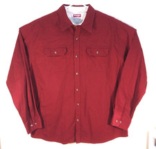Wrangler Premium Quality Burgundy Red XL Mens Button Down Long Sleeve Shirt NWOT picture