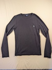 Vintage Y2K Ralph Lauren Sport Women's Medium Black Long Sleeve Crewneck T-Shirt picture