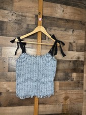 I.N.C. International Concepts Women’s Blue Corset Top Fringe Bow Zip, M picture