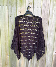Crochet black Gothic skull shawl, Bohemian,Hippie, Festival, Halloween Spooky picture