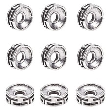 PH PandaHall 100pcs Tibetan Spacer Beads, Carved Flat Round Small, Silver picture