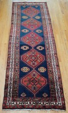 Antique Herizz Karajaa Hand Knotted Wool Runner Oriental Rug 3'6