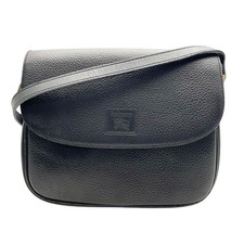 BURBERRYS Vintage Black Leather Shoulder Crossbody Bag Gold Hardware Logo Rare picture