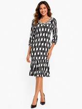BCBGMAXAZRIA Subway Tile Black and White Beaded Neckline Dress Size L picture