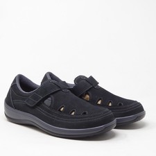Orthofeet Women Serene T Strap Shoes Black Leather Hook Loop Fisherman Size 7.5 picture