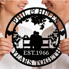 Personalized Couple Bench Metal Sign, Wedding Anniversary Gift picture