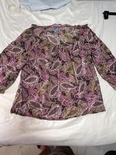 Izod Womens XL Paisley Print Long-Sleeve Blouse In Pink & Green            45-30 picture