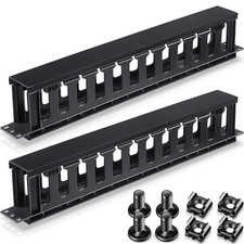 Leinuosen 8 Pcs 1U Rack Cable Management Sleeves Horizontal Mount Cable 12 Slot picture
