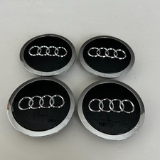 Set of 4 Black Chrome Wheel Center Caps 69mm Fits Audi A3 A4 A6 Q3 Q5 picture