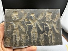 Old Rare  Winged Figures Relief Tablet Stone Plaque Mythological Scene Rare picture