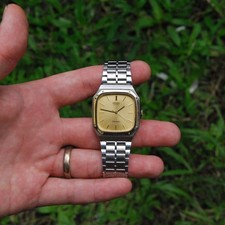 Excellent SEIKO Chronos Vintage 80s Santos Style Guilloche Dial Watch picture