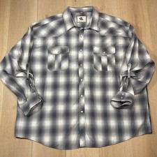 Coevals Club Mens 4XL Grey Plaid Western Pearl Snap Roll Tab Sleeve Shirt Cowboy picture