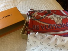 Authentic LV 100% Silk sq Scarf Monogram reds purples turquoise white. Gorgeous  picture