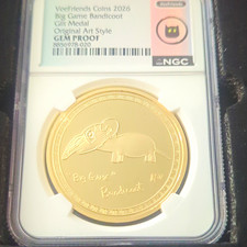 VeeFriends 2026 Big Game Bandicoot Gilt Medal Original Art GEM PROOF NGC Graded picture