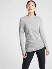ATHLETA Foresthill Ascent Seamless Long Sleeve, NIP/NWT, Med, Grey Heath WKTP1 picture