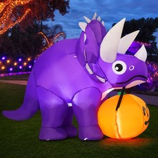 GOOSH 5 FT Width Halloween Inflatables Dinosaur Outdoor Decorations Purple picture