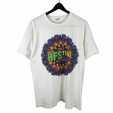 Vintage 1997 HFStival Rare Rock Band Music Festival White Graphic Shirt Size L picture