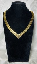 Vintage Napier Gold Tone Herringbone Chain Necklace 16” Statement Collar Signed picture