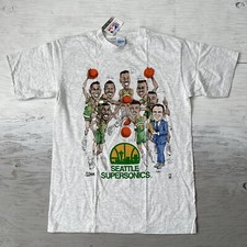 NEW VintageNBA Salem Sportswear Seattle Supersonics Caricature Shirt Sz Medium picture