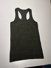 Lululemon Top Women's 4 Green Olive Tank Run Swiftly Vent Shirt Gym Yoga picture