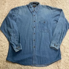 Vintage Chaps Ralph Lauren Shirt Mens Large 16.5 36-37 Blue Denim Button Down picture
